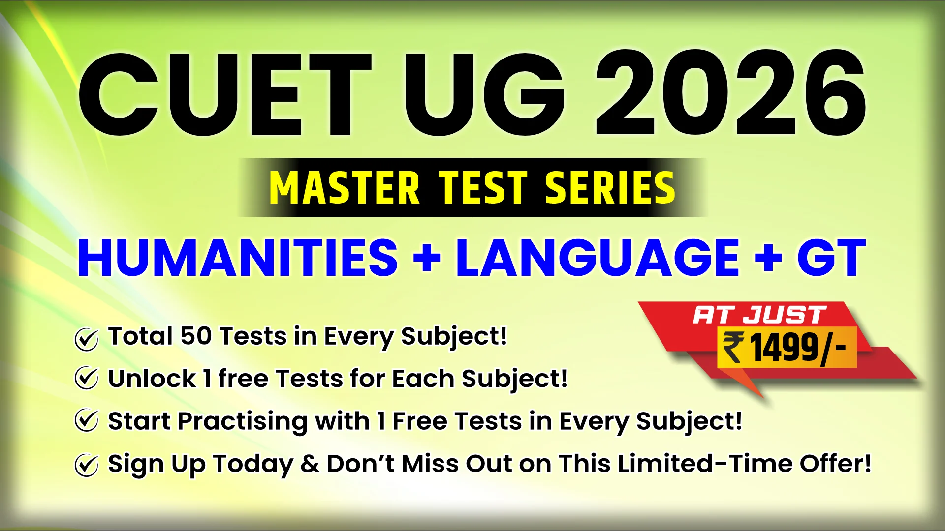 CUET (UG) 2026 | MASTER TEST SERIES | HUMANITIES + LANGUAGE + GT